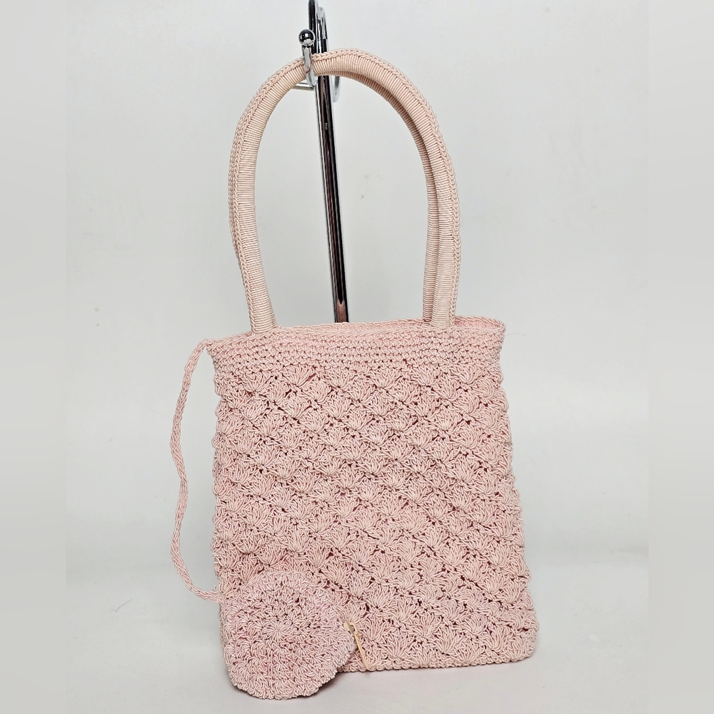 La Rue Mini Chic Blush Crochet Tote Bag